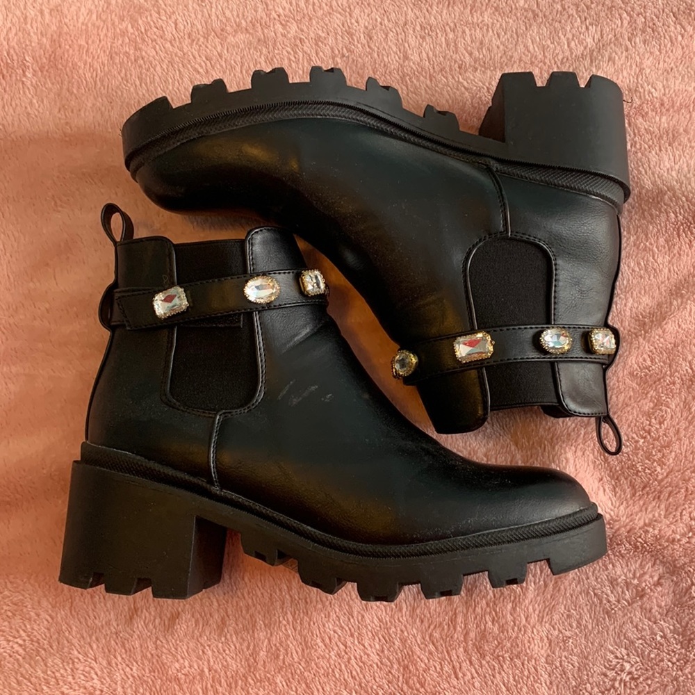 Nicole Miller Bling Sparkle Gem Heeled Boot